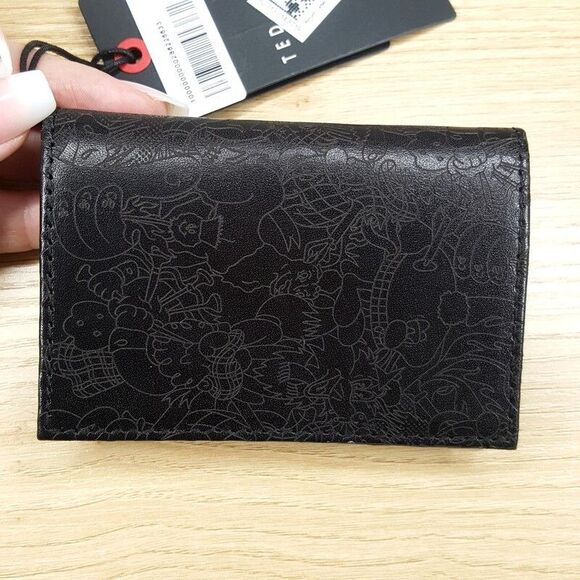 TED BAKER Mens Wallet Black Leather Laser Etched Bifold Cardholder CONCOR - Picture 1 of 7